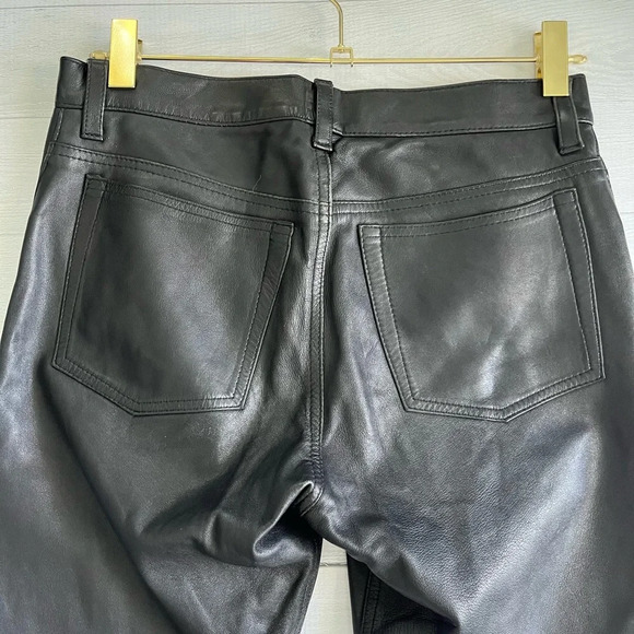 Vintage Genuine Black Soft Lamb Leather Flare Pants Size S - Picture 4 of 9